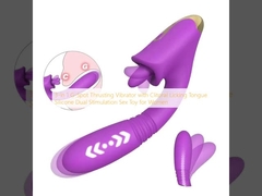 G-Spot Thrusting Vibrator with Clitoral Licking Tongue Silicone Dual Stimulation  for Women
